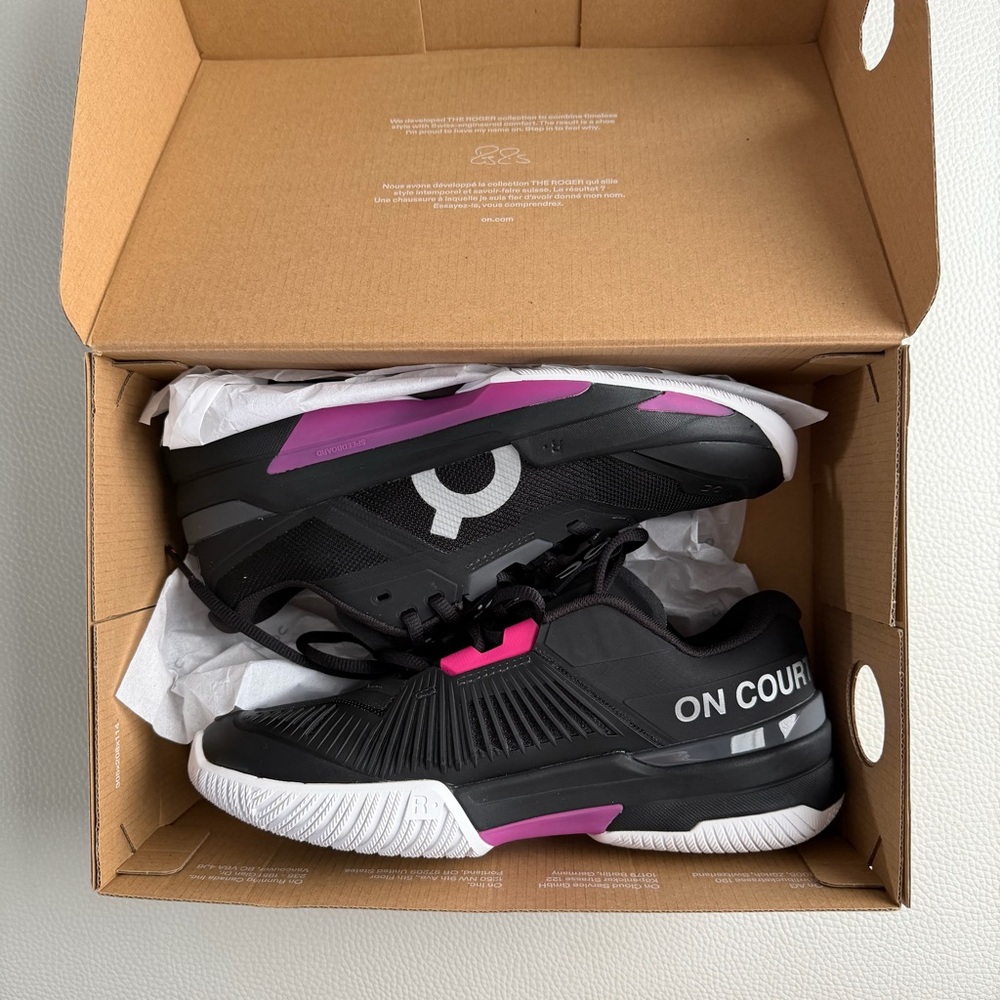 ON COURT - The Roger Pro Fire Women's Black and Pink Tennis / Pickleball Shoes